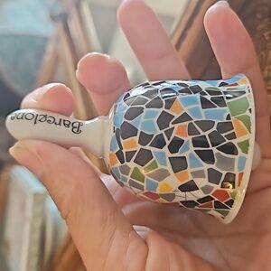 Gaudi & Barcelona Barcelona Spain Multi-Colored Mosaic Art Bell marked